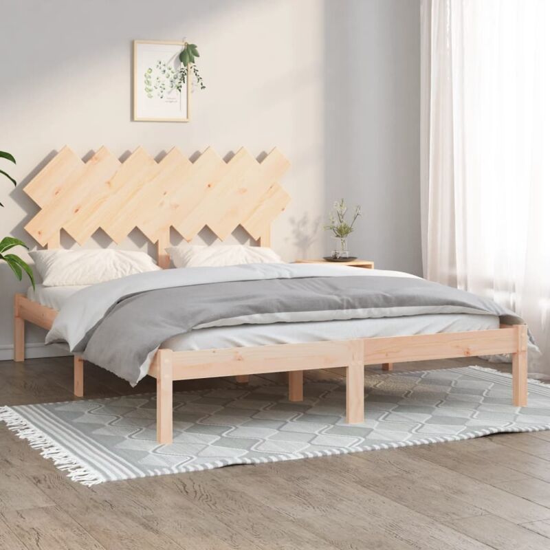 Bed Frame without Mattress 150x200 cm King Size King Size Solid Wood vidaXL