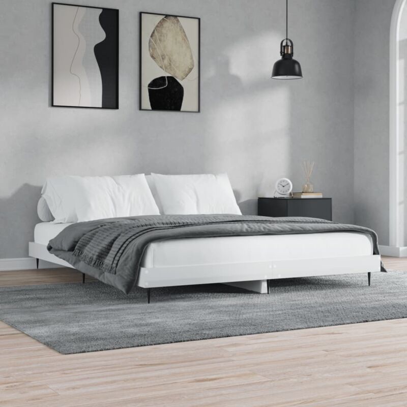 Bed Frame without Mattress High Gloss White 150x200 cm King Size Vidaxl