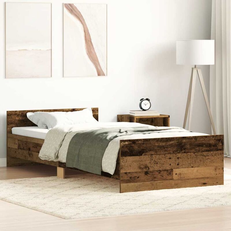Bed Frame without Mattress Old Wood 90x200 cm Engineered Wood Vidaxl