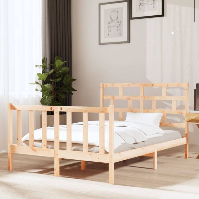 Bed Frame without Mattress Solid Wood Pine Double vidaXL