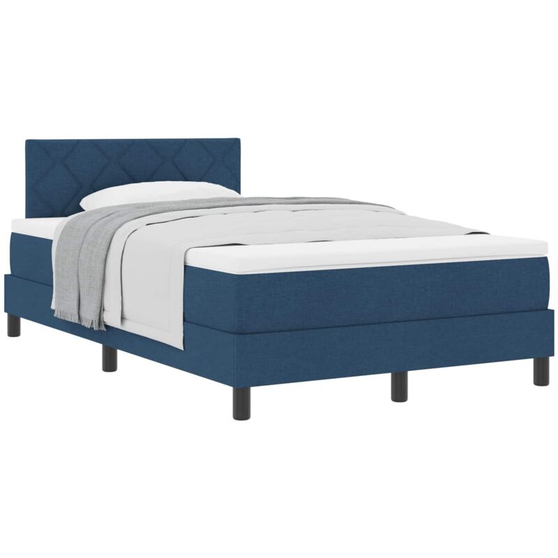 Box Spring Bed with Headboard Manual Blue 120 x 190 cm Fabric vidaXL