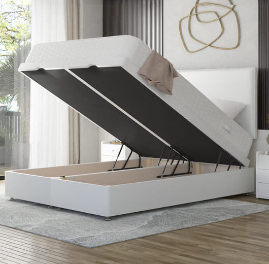 Deluxe Memory Foam Mattress + Ottoman Divan Bed, Silver, End Ottoman, Single