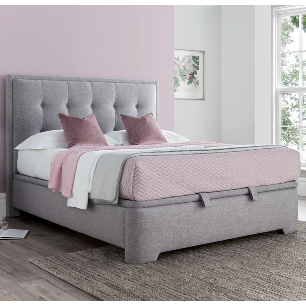 Felton Fabric Ottoman Storage Super King Size Bed In Grey