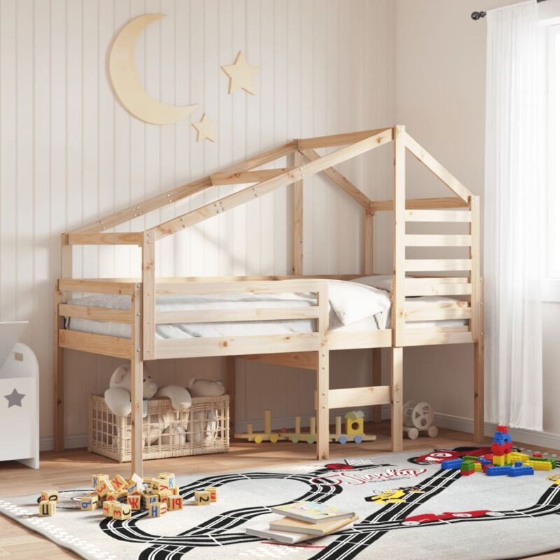High Sleeper Bed without Mattress 90x200 cm Solid Wood Pine vidaXL