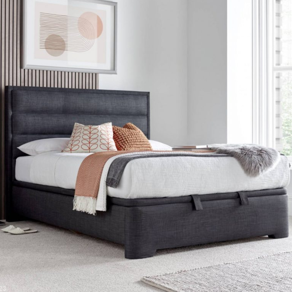 Kirkland Fabric Ottoman Storage Super King Size Bed In Slate