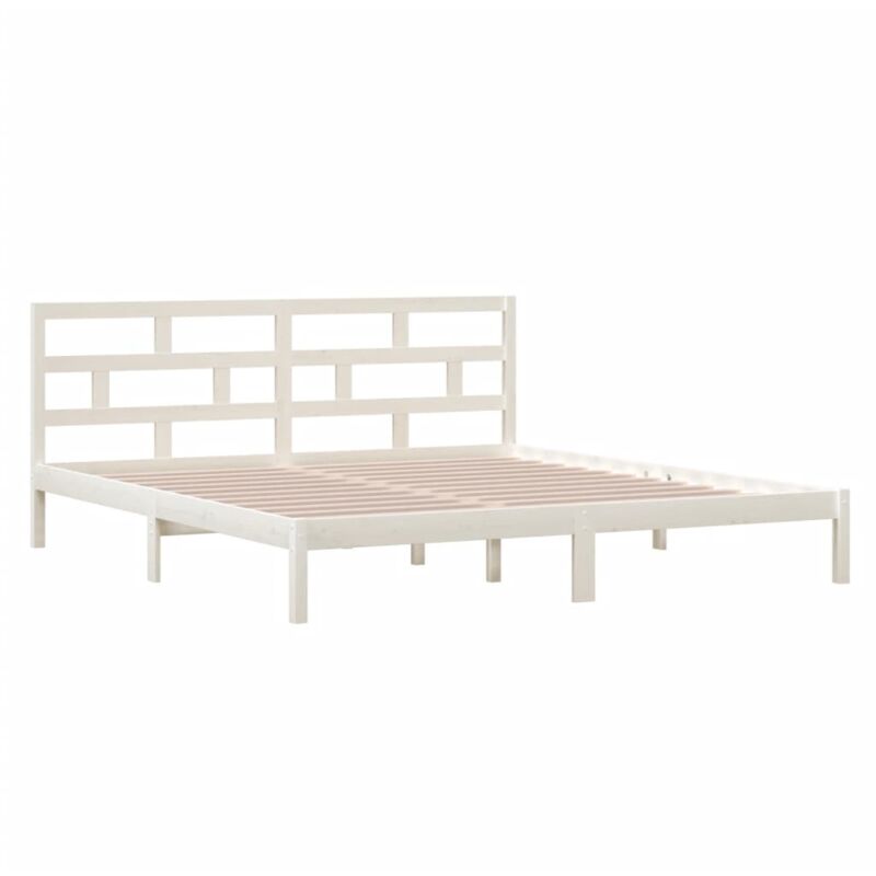Minkurow - 3101199 Bed Frame without Mattress White Solid Wood 140x190 cm (809998+814195) vidaXL