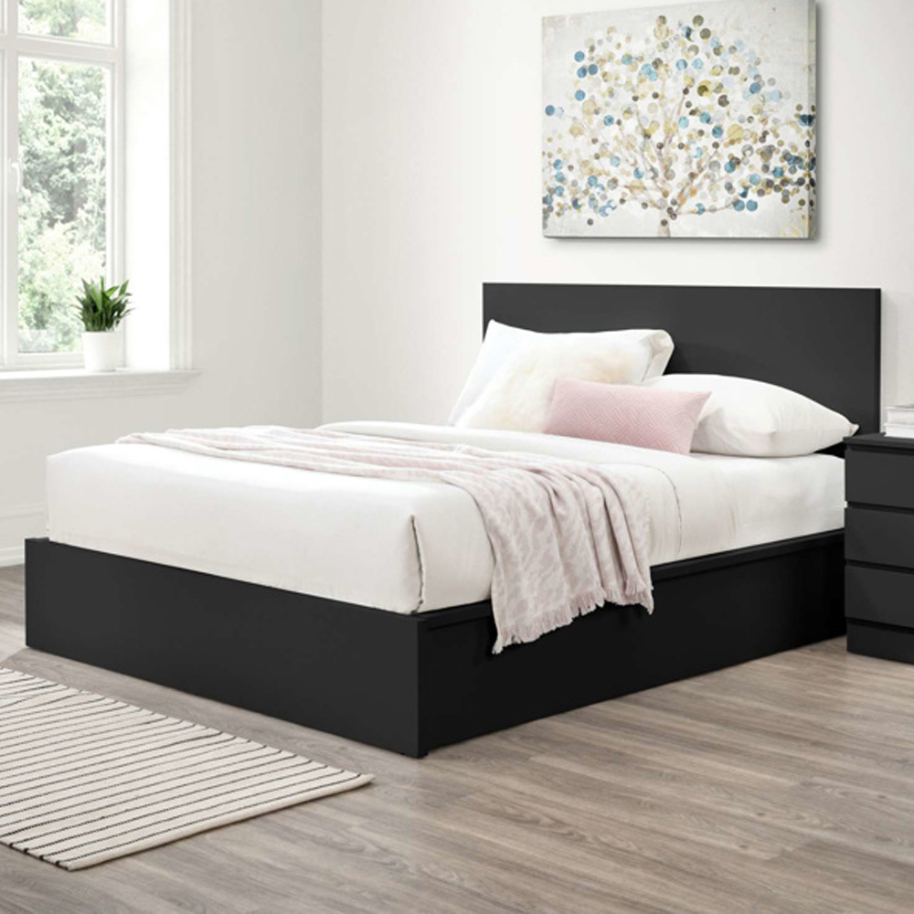 Oakley Wooden Ottoman Storage Double Bed In Black
