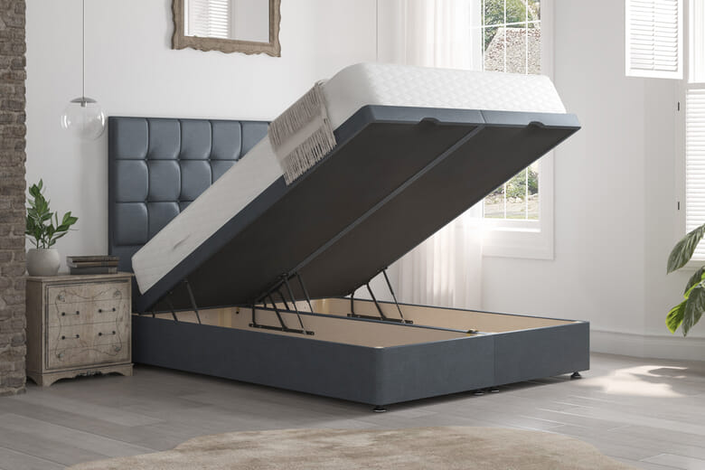Ortho Support Foam Mattress + Ottoman Divan Bed, Silver, End Ottoman, Single