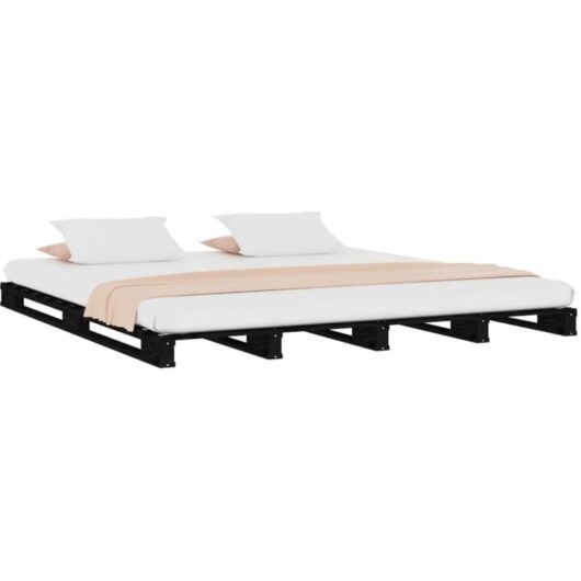 Pallet Bed without Mattress Black 140x190 cm Solid Wood vidaXL