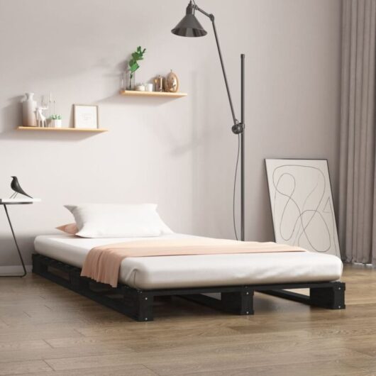 Pallet Bed without Mattress Black Small Single Solid Wood Vidaxl