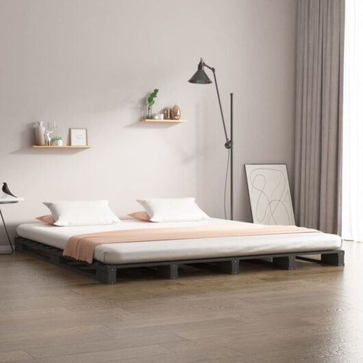 Pallet Bed without Mattress Grey 120x200 cm Solid Wood Vidaxl