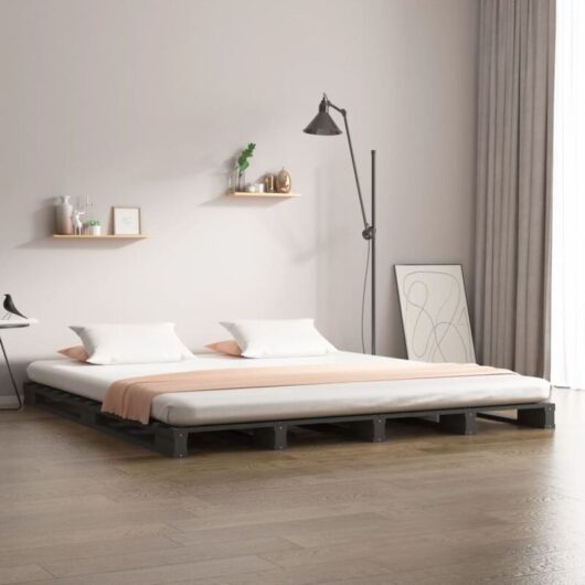Pallet Bed without Mattress Grey Small Double Solid Wood Vidaxl
