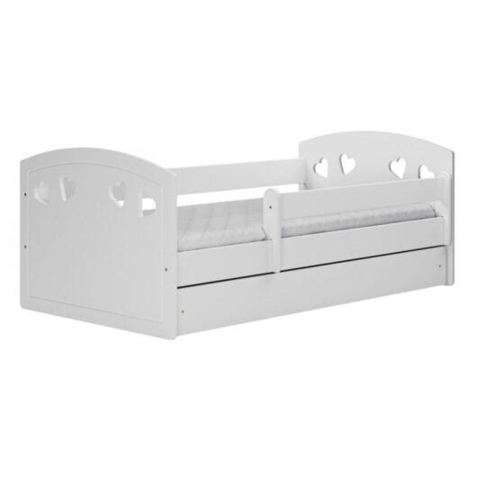 Topeshop - van - White single children's bed 180 x 80 cm base + mattress + drawers