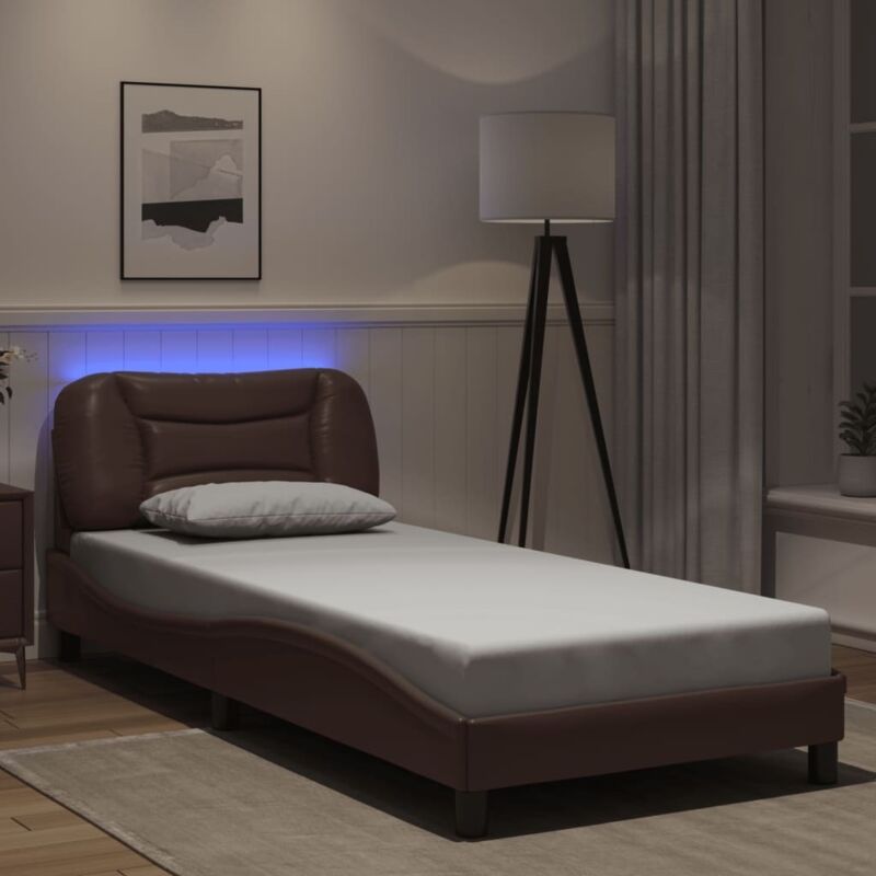 Vidaxl - Bed Frame with led without Mattress 'Hvar' Brown 90x190 cm Single