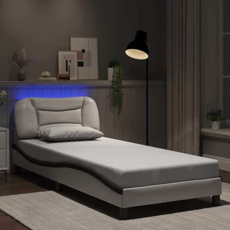 Vidaxl - Bed Frame with led without Mattress 'Hvar' White and Black 80x200 cm