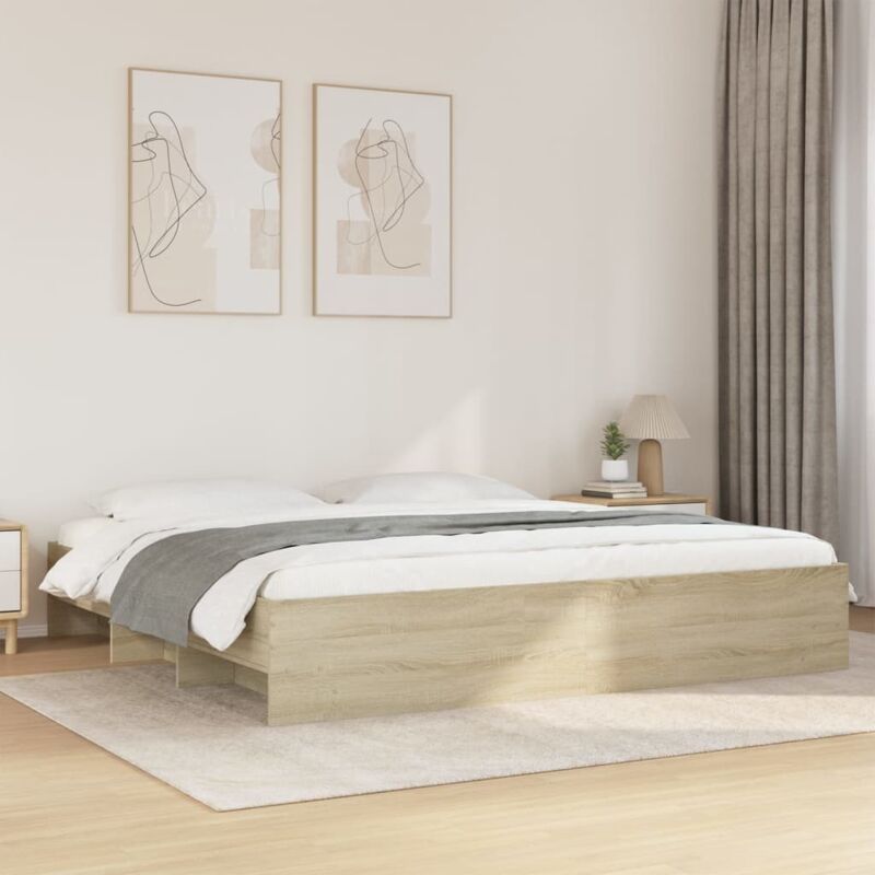 Vidaxl - Bed Frame without Mattress Sonoma Oak 200x200 cm Engineered Wood