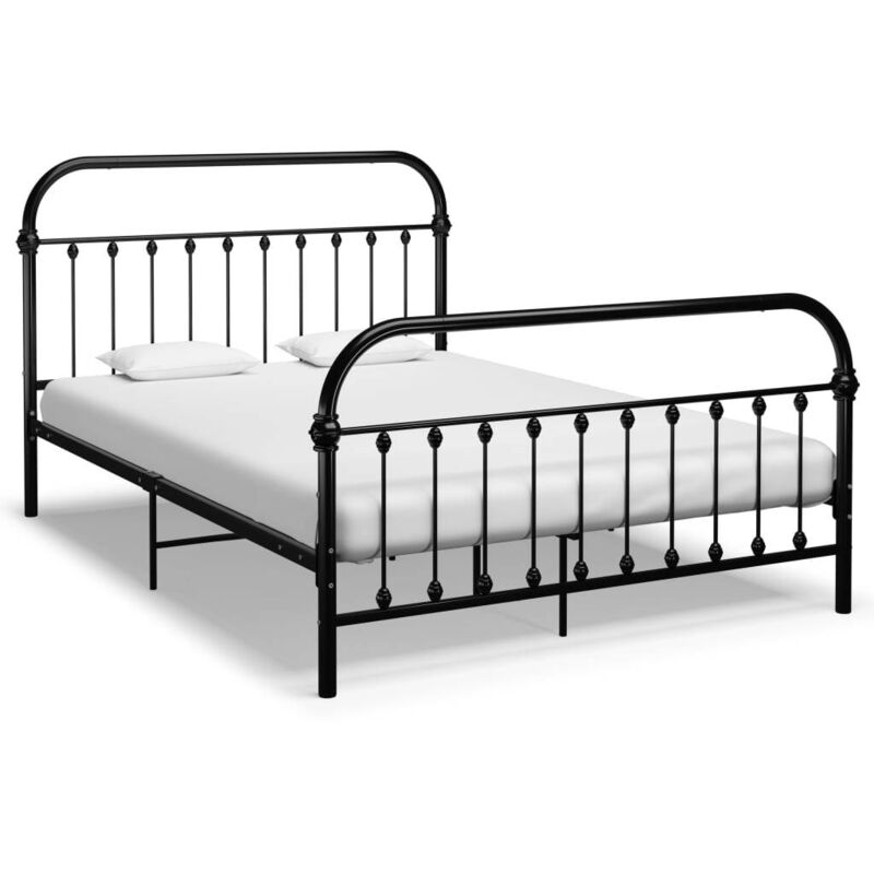 Vidaxl - Bed Frame without Mattress with Headboard Black 160x200 cm Metal