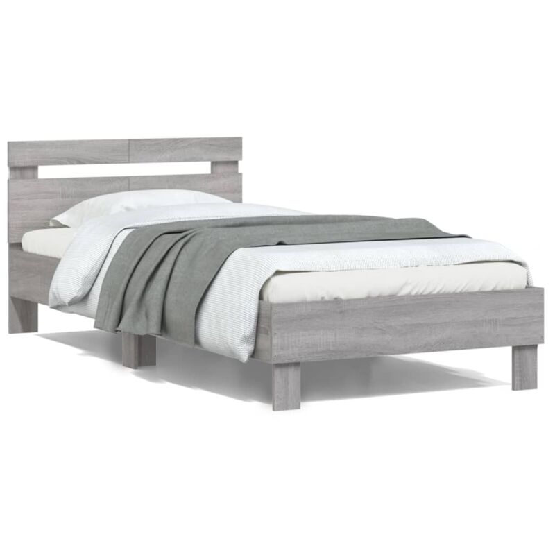 Vidaxl - Bed Frame without Mattress with led Lights Grey Sonoma 100x200 cm