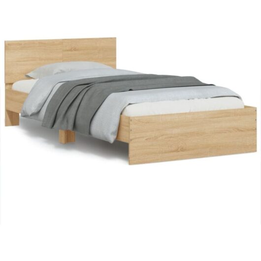 Vidaxl - Bed Frame without Mattress with led Lights Sonoma Oak 100x200 cm