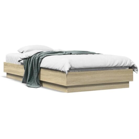 Vidaxl - Bed Frame without Mattress with led Lights Sonoma Oak 90x190 cm Single