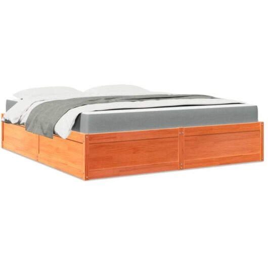 Vidaxl - Bed with Mattress Wax Brown 180x200 cm Super King Solid Wood Pine