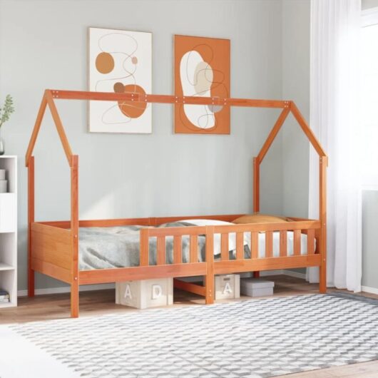 Vidaxl - Kids' House Bed Frame without Mattress Wax Brown 90x200 cm Pine