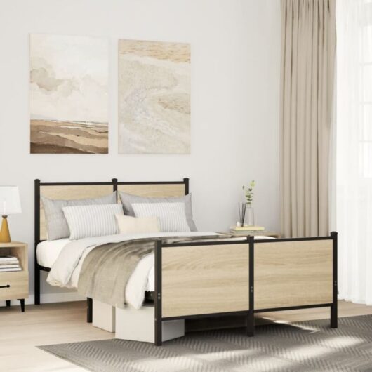 Vidaxl - Metal Bed Frame without Mattress Sonoma Oak 120x190 cm Small Double