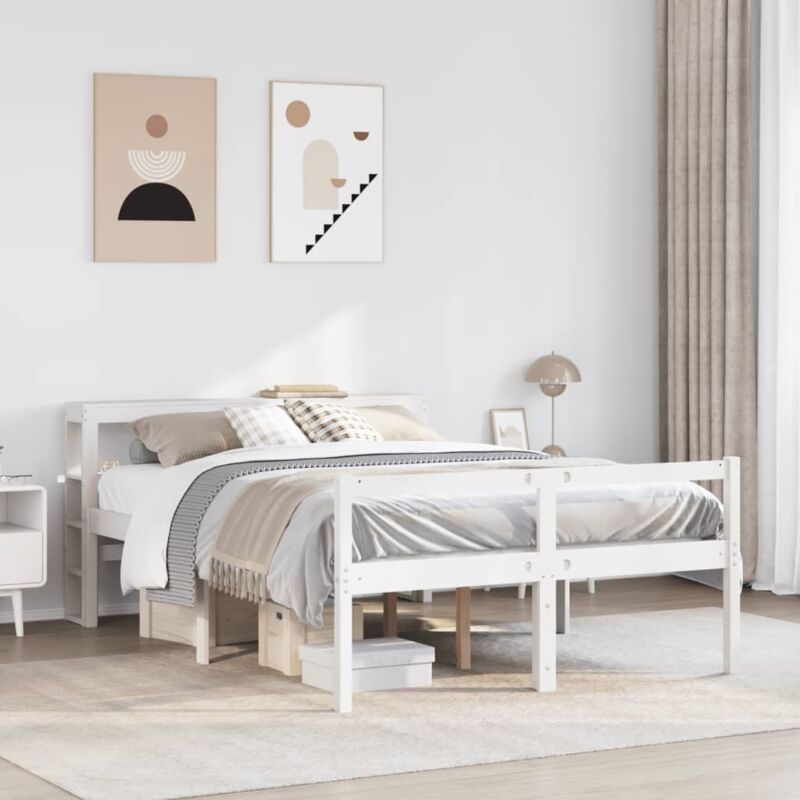 Vidaxl - Senior Bed with Headboard without Mattress White 150x200 cm King Size