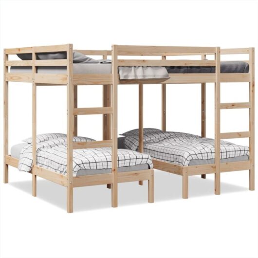 Vidaxl - Triple Bunk Bed Frame 160x200/80x160 cm Solid Wood Pine