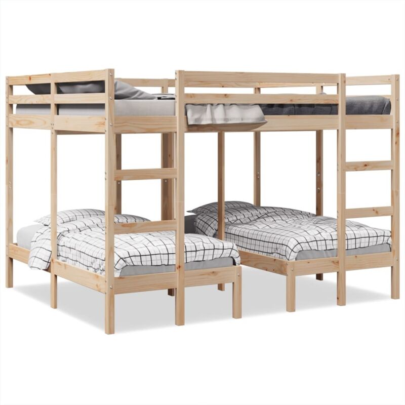 Vidaxl - Triple Bunk Bed Frame 160x200/80x160 cm Solid Wood Pine