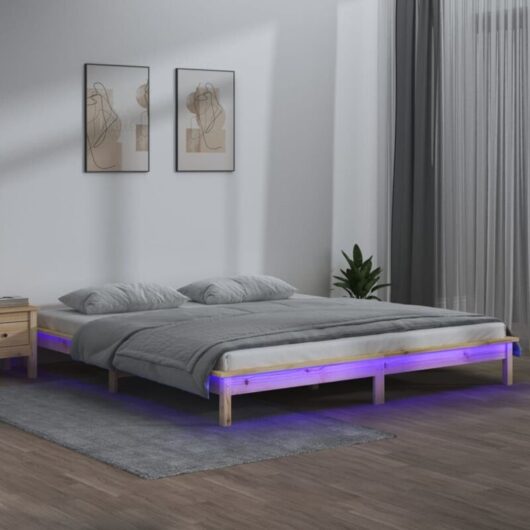 Vidaxl - led Bed Frame without Mattress 135x190 cm Double Double Solid Wood