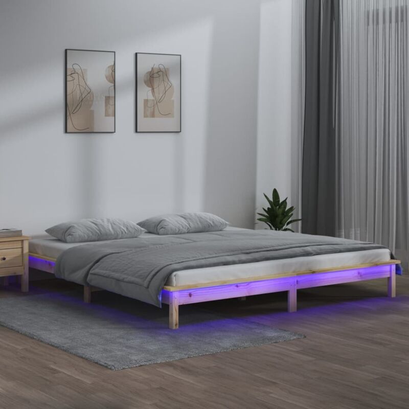 Vidaxl - led Bed Frame without Mattress 200x200 cm Solid Wood