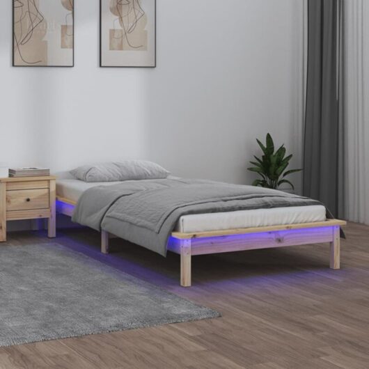 Vidaxl - led Bed Frame without Mattress 75x190 cm Small Single Small Single Solid Wood