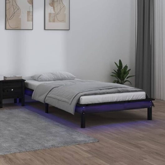 Vidaxl - led Bed Frame without Mattress Black 100x200 cm Solid Wood