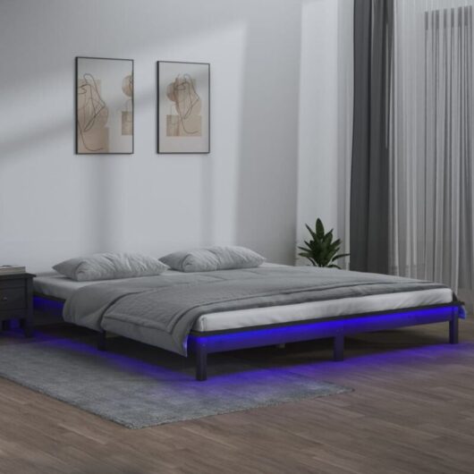 Vidaxl - led Bed Frame without Mattress Grey 120x190 cm Small Double Solid Wood