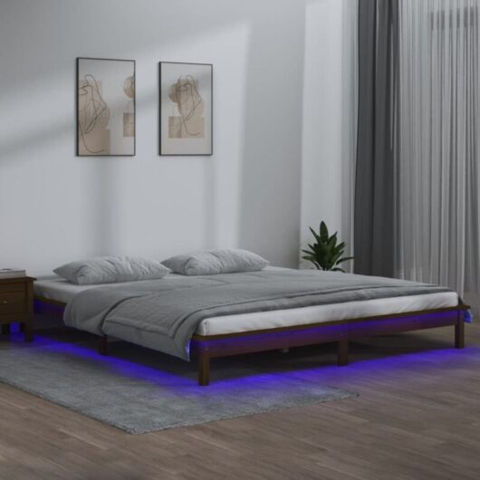 Vidaxl - led Bed Frame without Mattress Honey Brown 200x200 cm Solid Wood