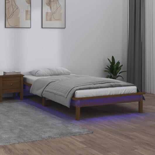 Vidaxl - led Bed Frame without Mattress Honey Brown 90x200 cm Solid Wood