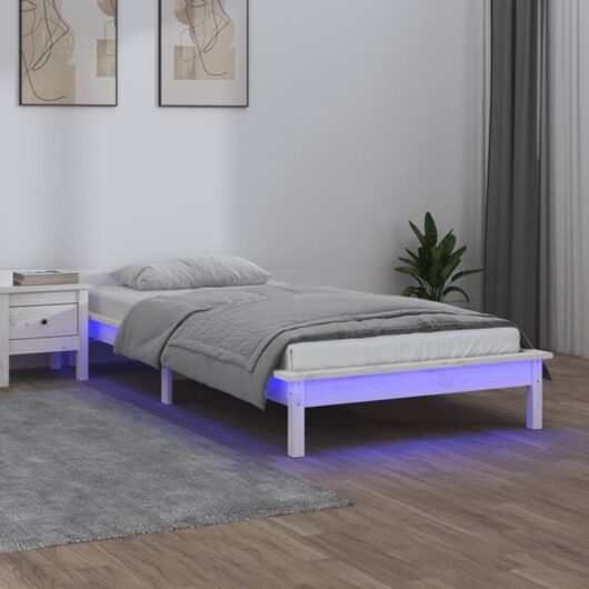 Vidaxl - led Bed Frame without Mattress White 100x200 cm Solid Wood