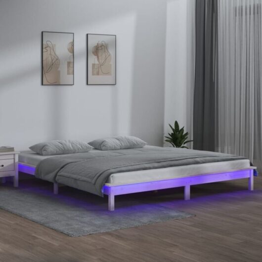 Vidaxl - led Bed Frame without Mattress White 120x190 cm Small Double Solid Wood
