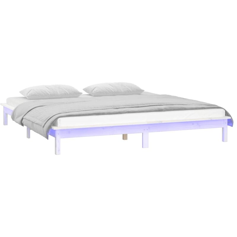 Vidaxl - led Bed Frame without Mattress White 120x200 cm Solid Wood