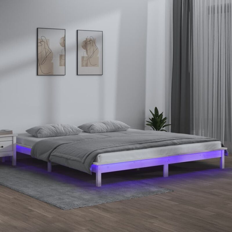 Vidaxl - led Bed Frame without Mattress White 140x200 cm Solid Wood