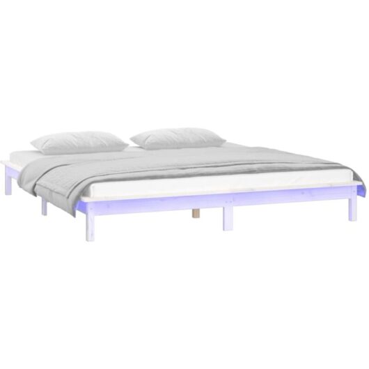 Vidaxl - led Bed Frame without Mattress White 160x200 cm Solid Wood