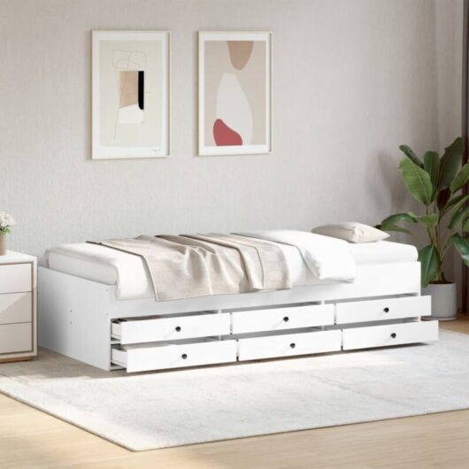vidaXL Daybed with Drawers without Mattress White 90x190 cm Single