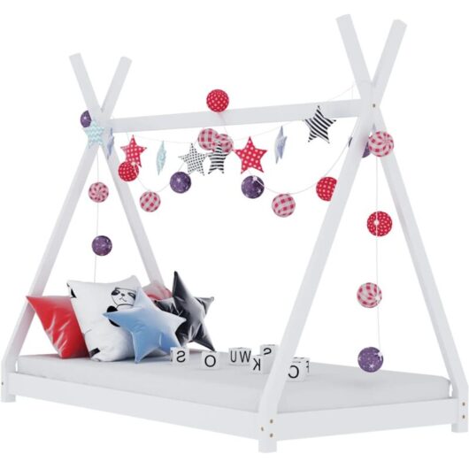 vidaXL Kids Bed Frame White Solid Pine Wood 70x140 cm