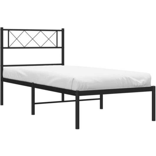 vidaXL Metal Bed Frame without Mattress with Headboard Black 80x200cm