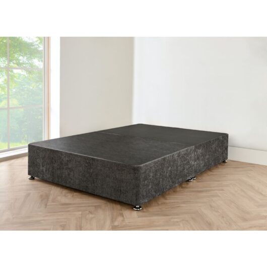 3FT Charcoal chenille Divan Bed with no mattress
