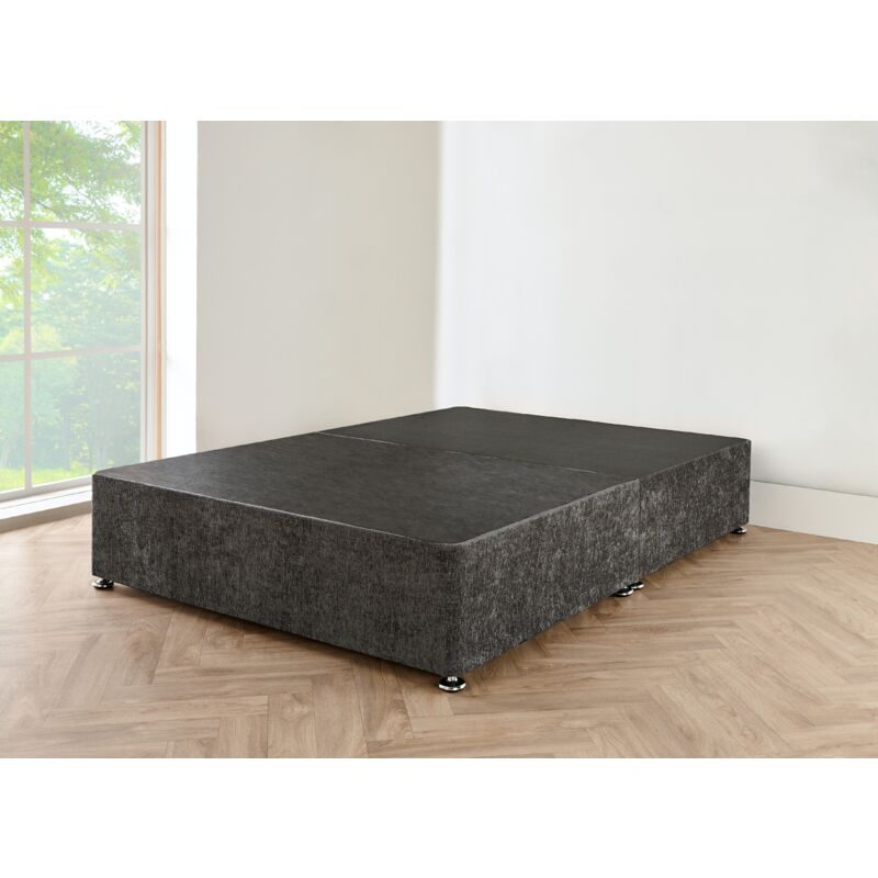 3FT Charcoal chenille Divan Bed with no mattress