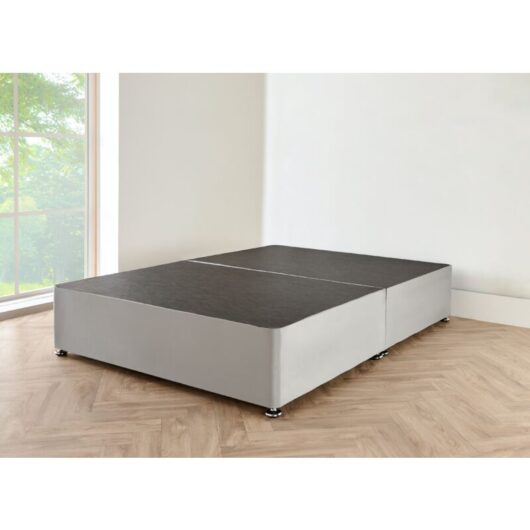 3FT Grey suede Divan Bed with no mattress