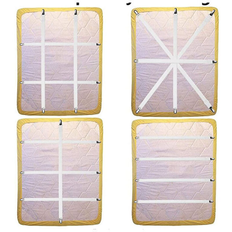 4-Piece Adjustable Extender from 21.2" to 86.6" for Attaching Under Sofa, Mattress and Sheet, Fits All Square Mattresses (White)