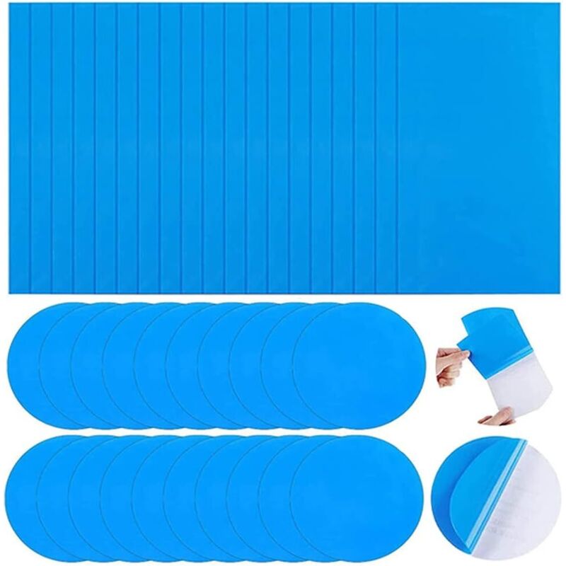40 Piece Pool Repair Kit, Self-Adhesive PVC Patches, Pool Liner Patches for Air Mattresses, Life Jackets, Kayaks, Pools (Rectangular/Round)